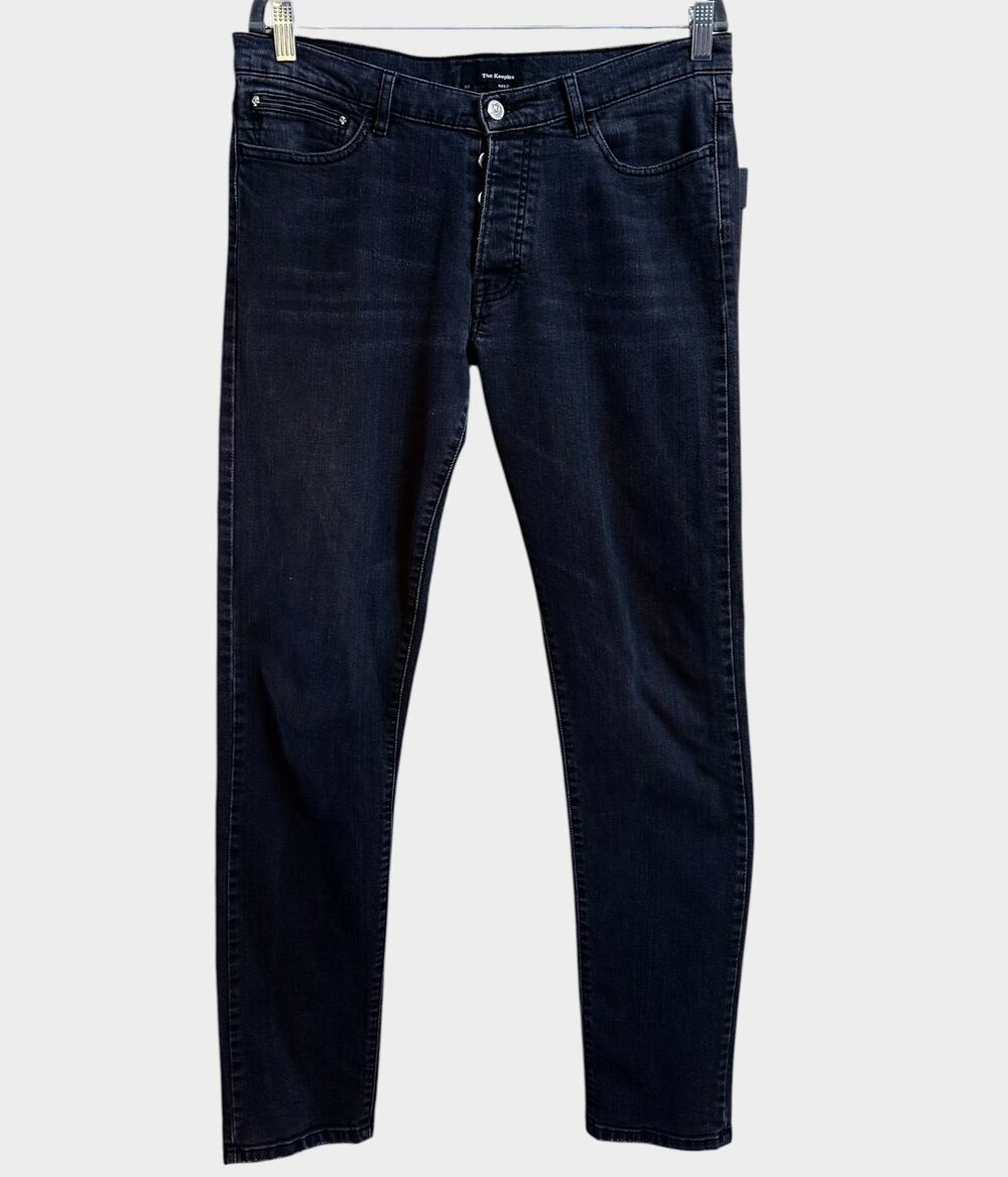 The Kooples Jeans 33 Fitted Black Denim Skull Hardware Button Fly Stretch
